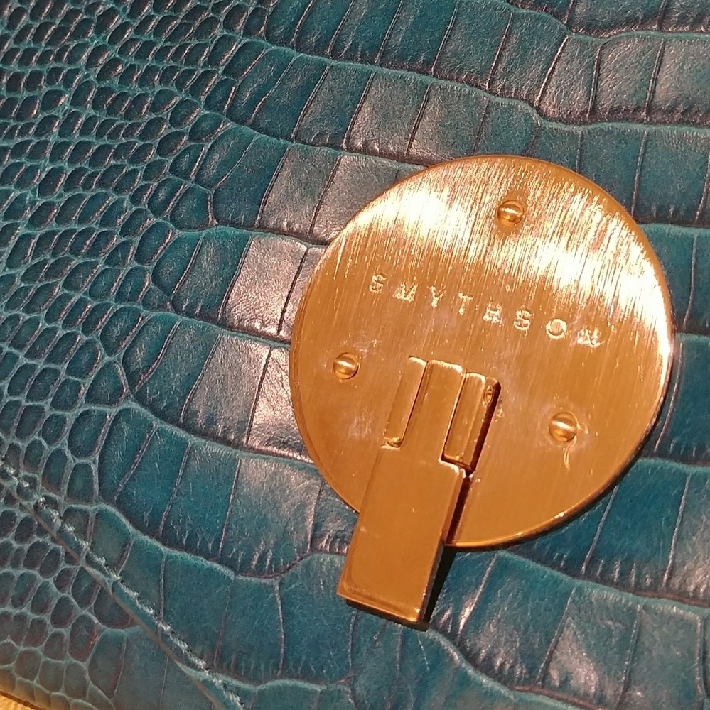 Smythson PETROL BLUE travel clutch - Picture 2 of 8